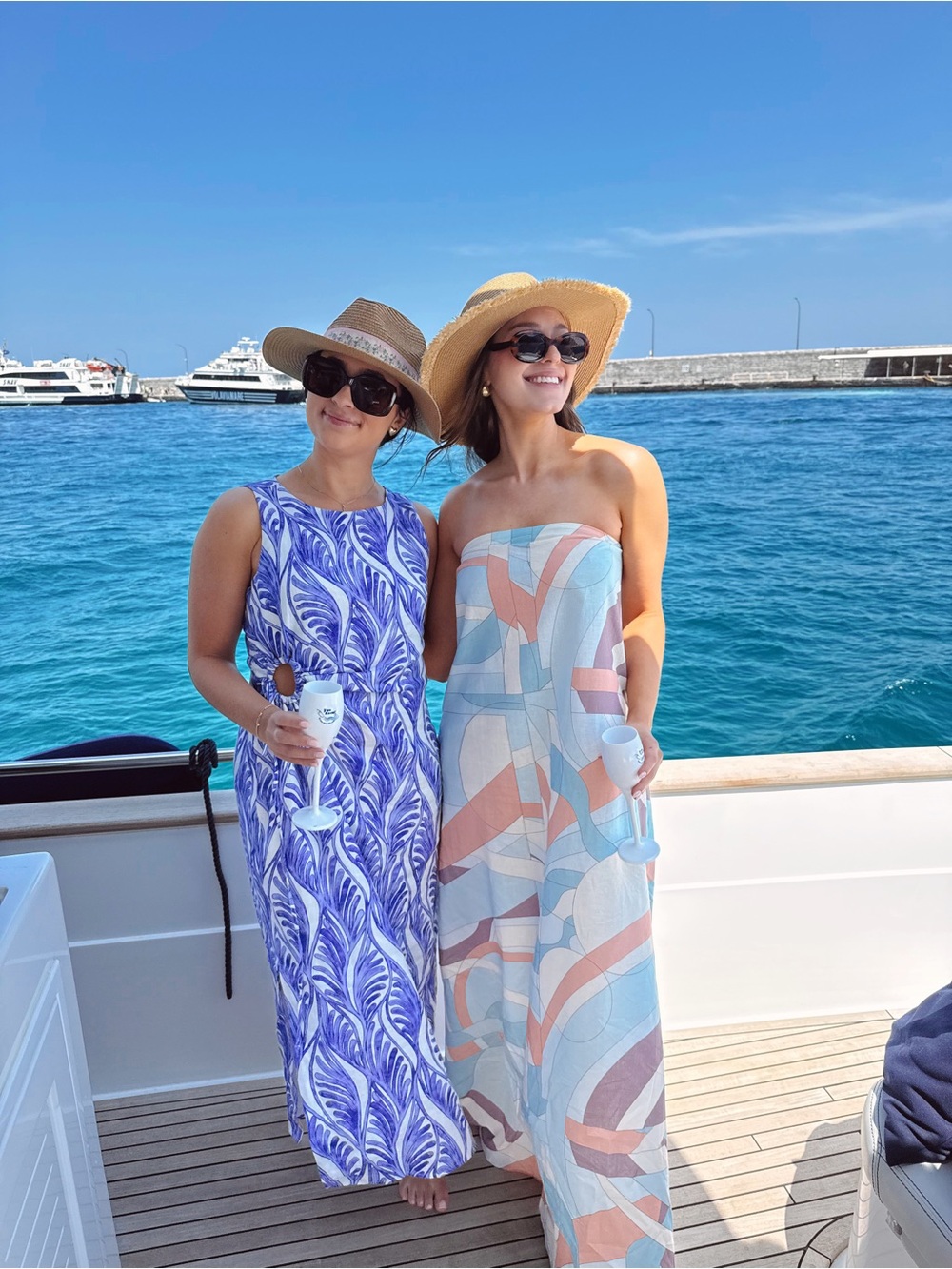 Magaschoni blue and white dress with cut out